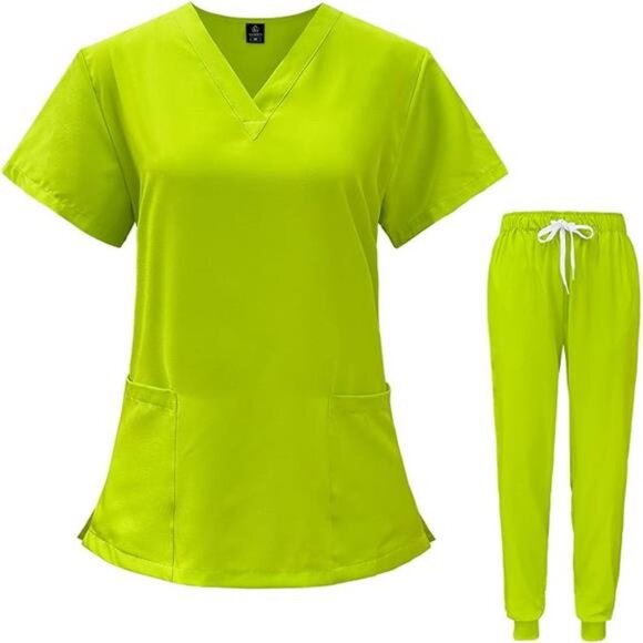 VIAOLI Scrubs for Women Set V-Neck Pocket Top & Drawstring Jogger Scrub Pants - Picture 7 of 7